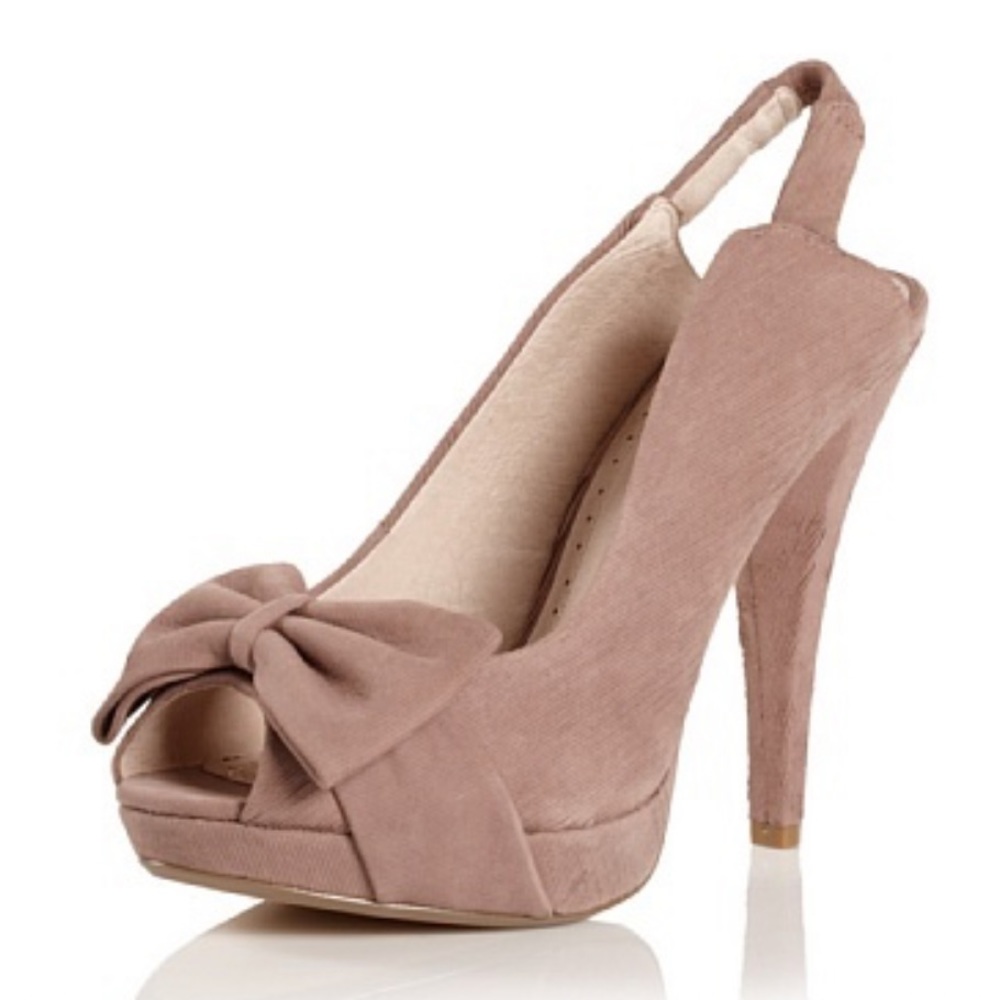 Rosegold Blush peep toe leather pumps